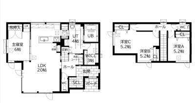 間取図：2階建て4LDK