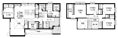 間取図：2階建て 5LDK